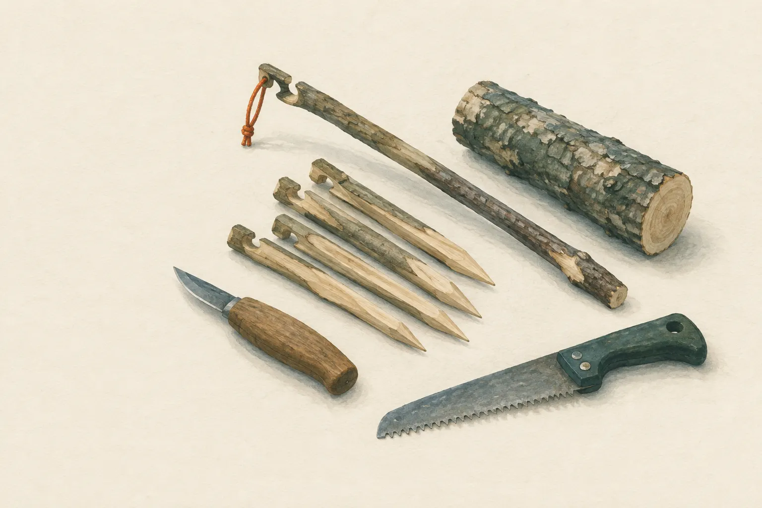 AI field study for “Carving simple camp tools: tent pegs and a pot hanger”