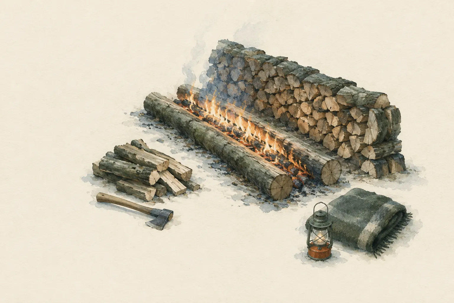 KI-Feldstudie zum Thema „Langfeuer und Reflektorwand zum Wärmen“