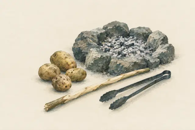 Kochen in der Glut: Kartoffeln, Aschekuchen und Gemüse