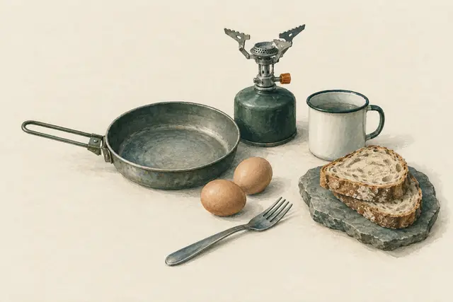 Rührei mit Brot aus der Pfanne