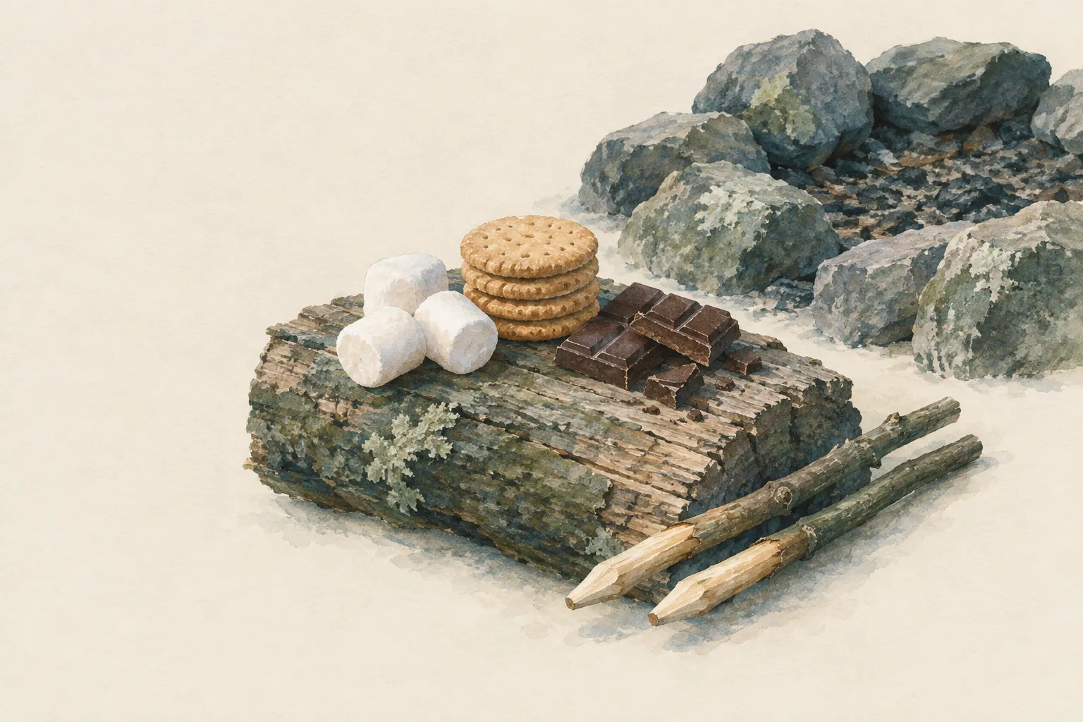 Chocolate biscuit sandwich with toasted marshmallow (“s'mores”)