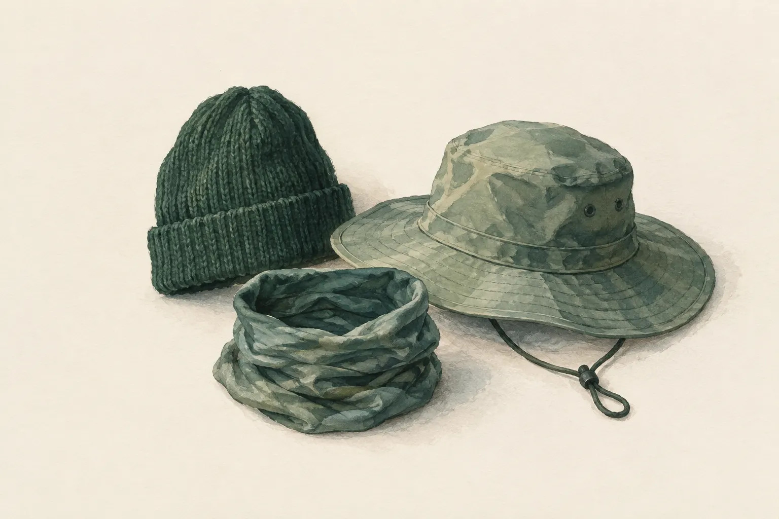AI field study for “Headwear: warm hat, sun hat, neck gaiter”