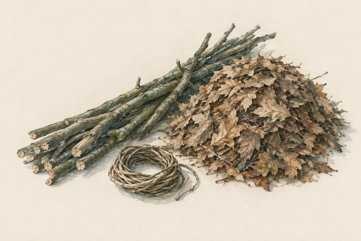 AI field study for “Debris hut from natural materials”