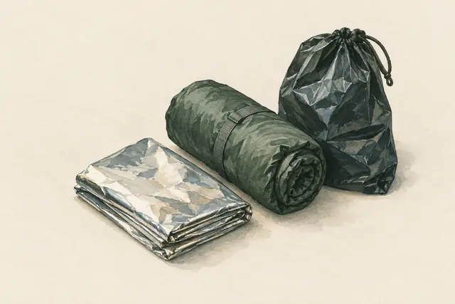 AI field study for “Emergency bivouac with blanket, bivvy bag or bin bag”