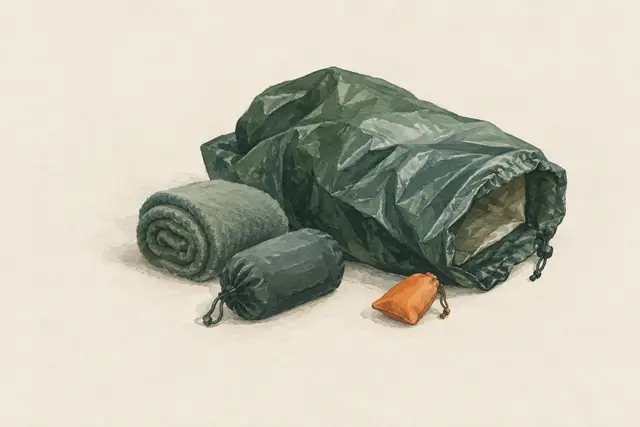 AI field study for “Group shelter bag and huddling”