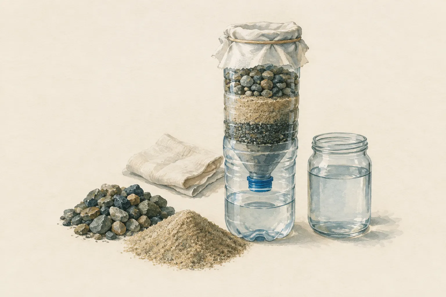 AI field study for “Improvised sand and gravel filter (teaching model)”